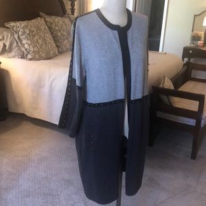 Light/dark gray color block long cardigan